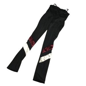 Weissman Black Dance LeggingsUnitard BurgundyVelvet Silver Inset LC Jazz Lyrical